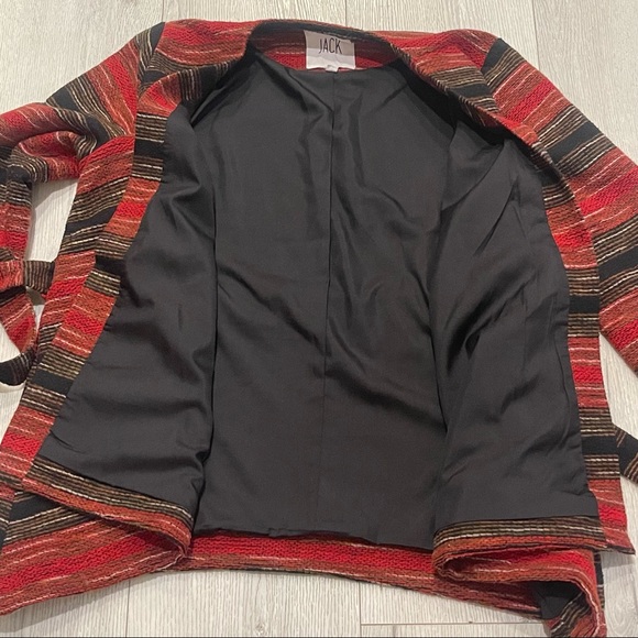 JACK by BB DAKOTA Lined Long Sleeve Tie Belt Open Wrap Tweed Sweater Blazer L - Picture 6 of 11